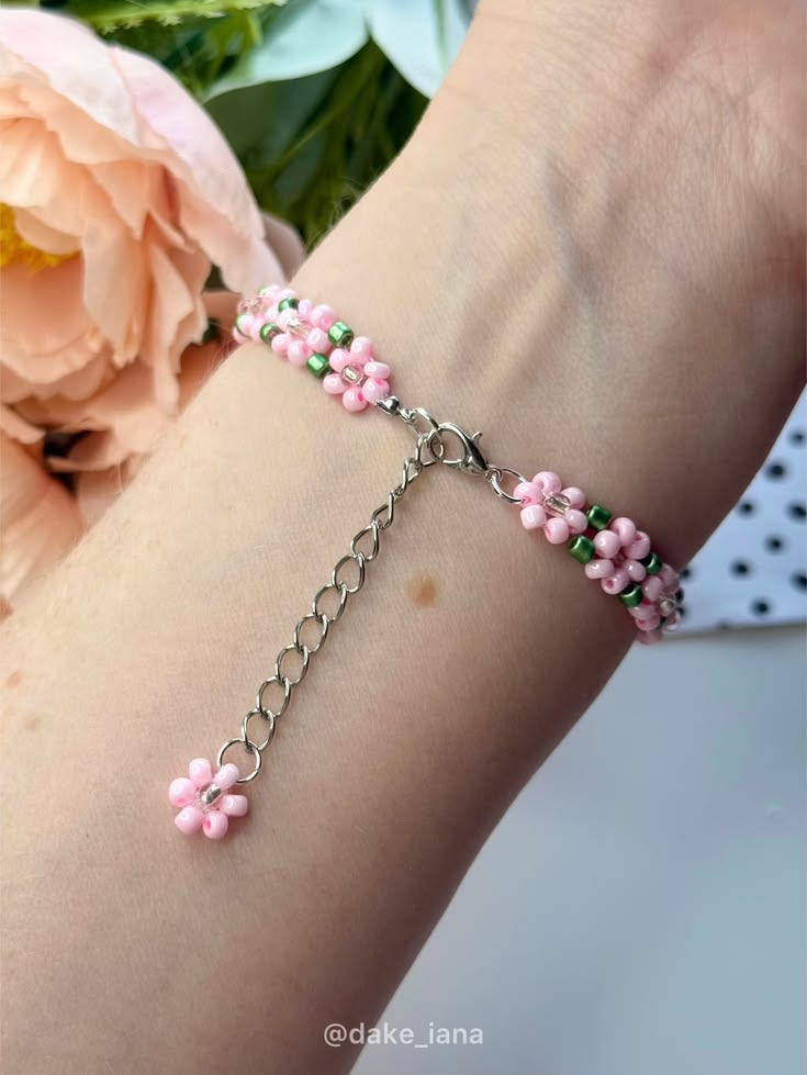 This dreamy handmade beaded bracelet is blooming with tiny p