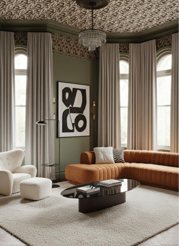 Zona living room in stile contemporaneo eclettico, carta da 