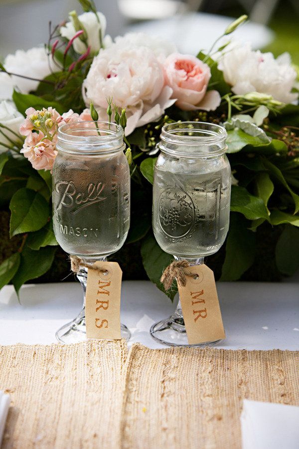 Mason jar goblets are the new mason jar. love these "Mr." an