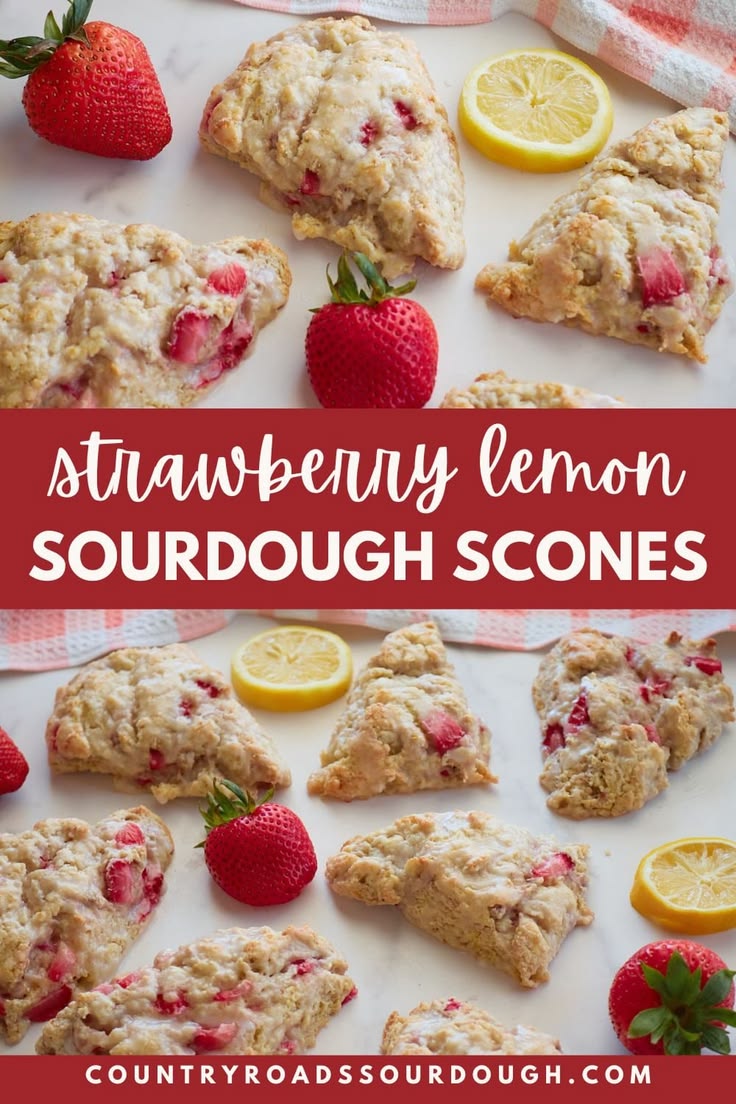 Strawberry Lemon Sourdough Scones