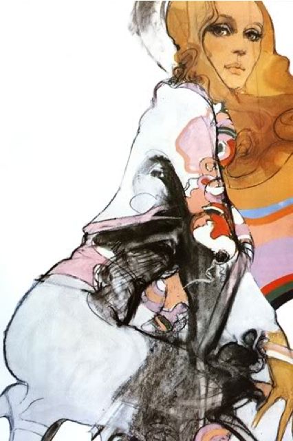 Illustration by Urs Landis, 1970's, French Vogue.