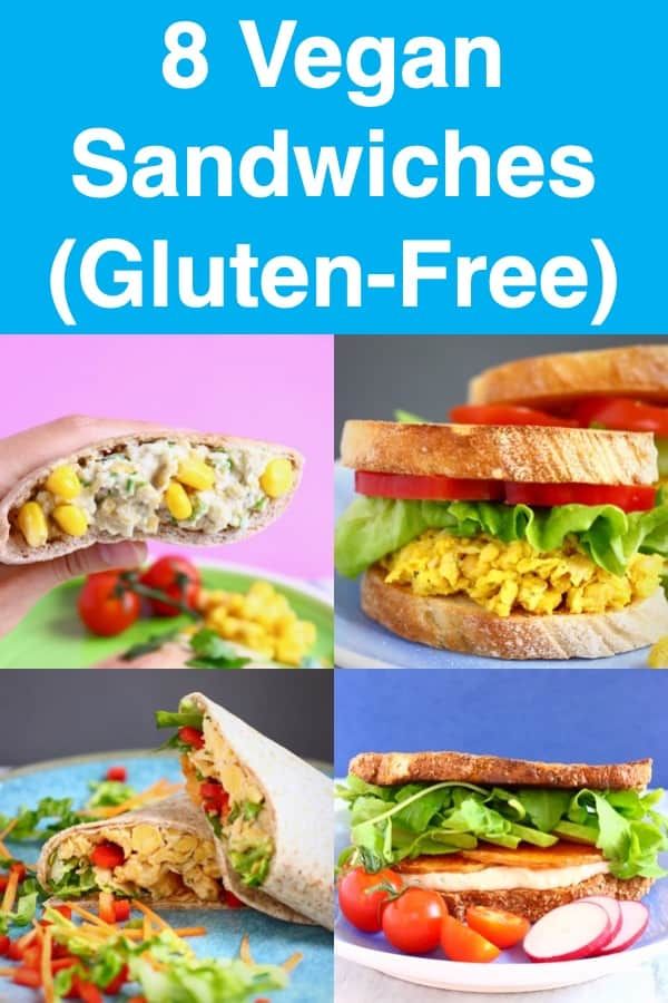 8 Vegan Sandwiches, ranging from hummus sandwiches and chick