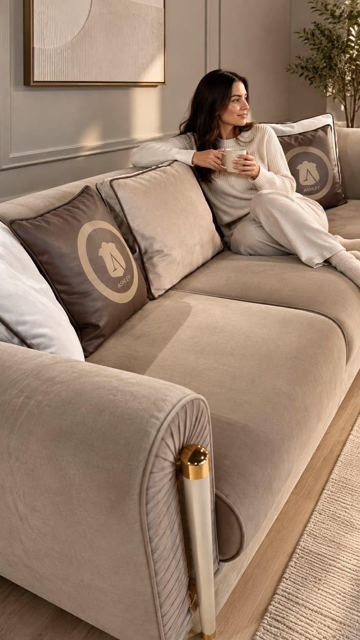 The Asos Brown Sofa by Viva brings refined contemporary styl