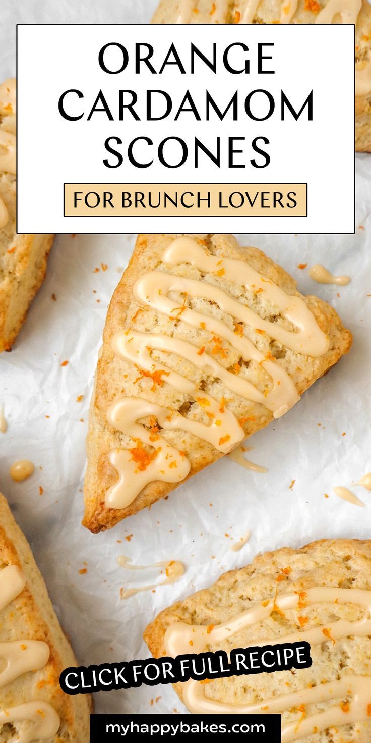 These homemade Orange Cardamom Scones with orange glaze are 