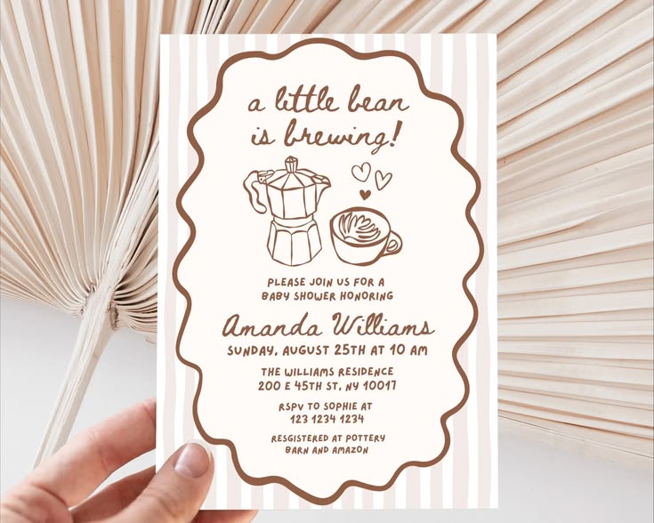 Baby Brunch Baby Shower Invite, A Little Bean is Brewing Spr
