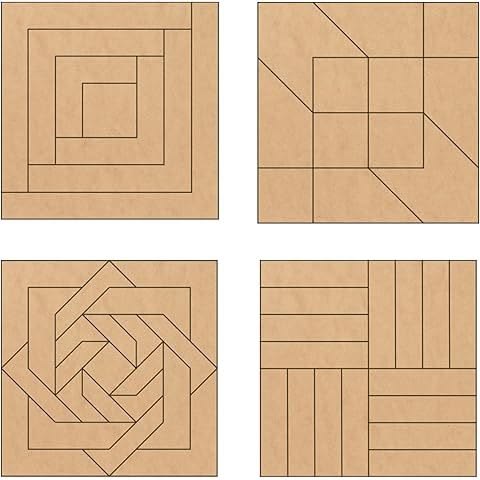 Set of Four 9 Inch Barn Quilt Kit DIY Pattern Unfinished Woo