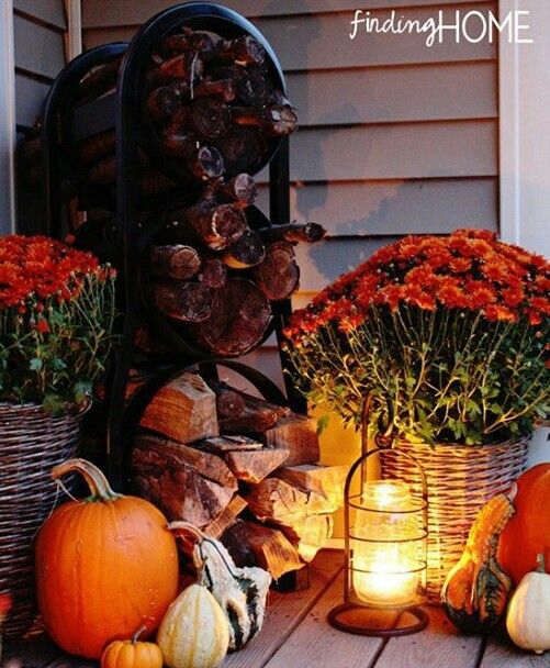 cute firewood holder on front porch area!