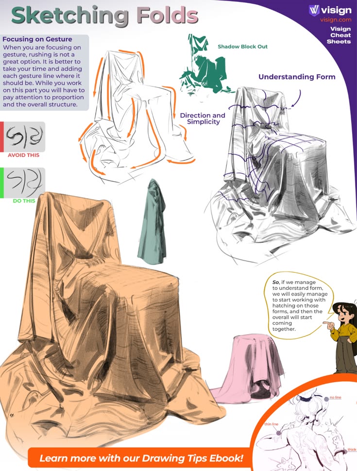 Drawing folds? Start with the big shapes first.

Follow the 