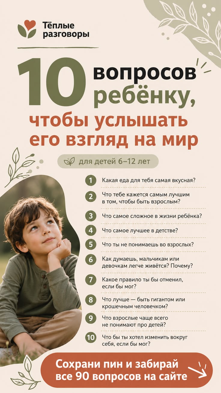 Эти вопросы помогают мягко начать разговор с ребёнком и услы