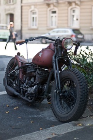 Old school. Harley WLA turned into a bobber, like the WWII v