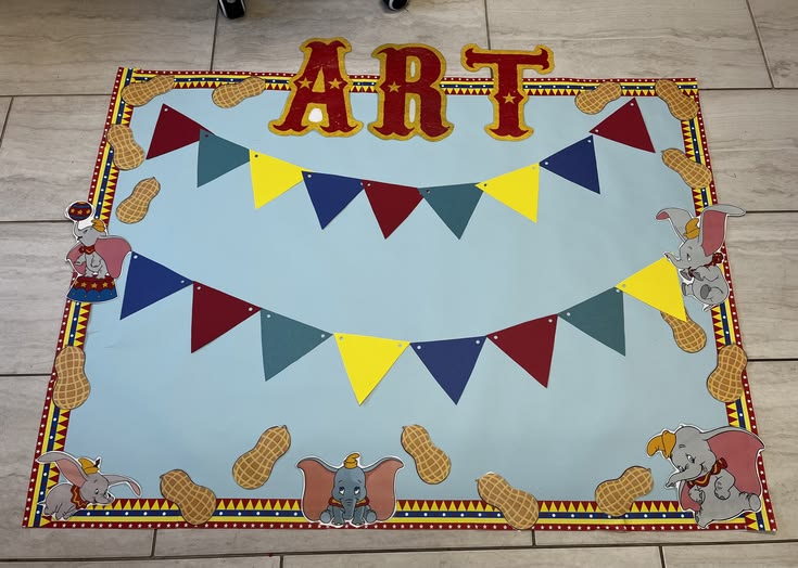 Disney inspired Dumbo theme bulletin board DIY for classroom