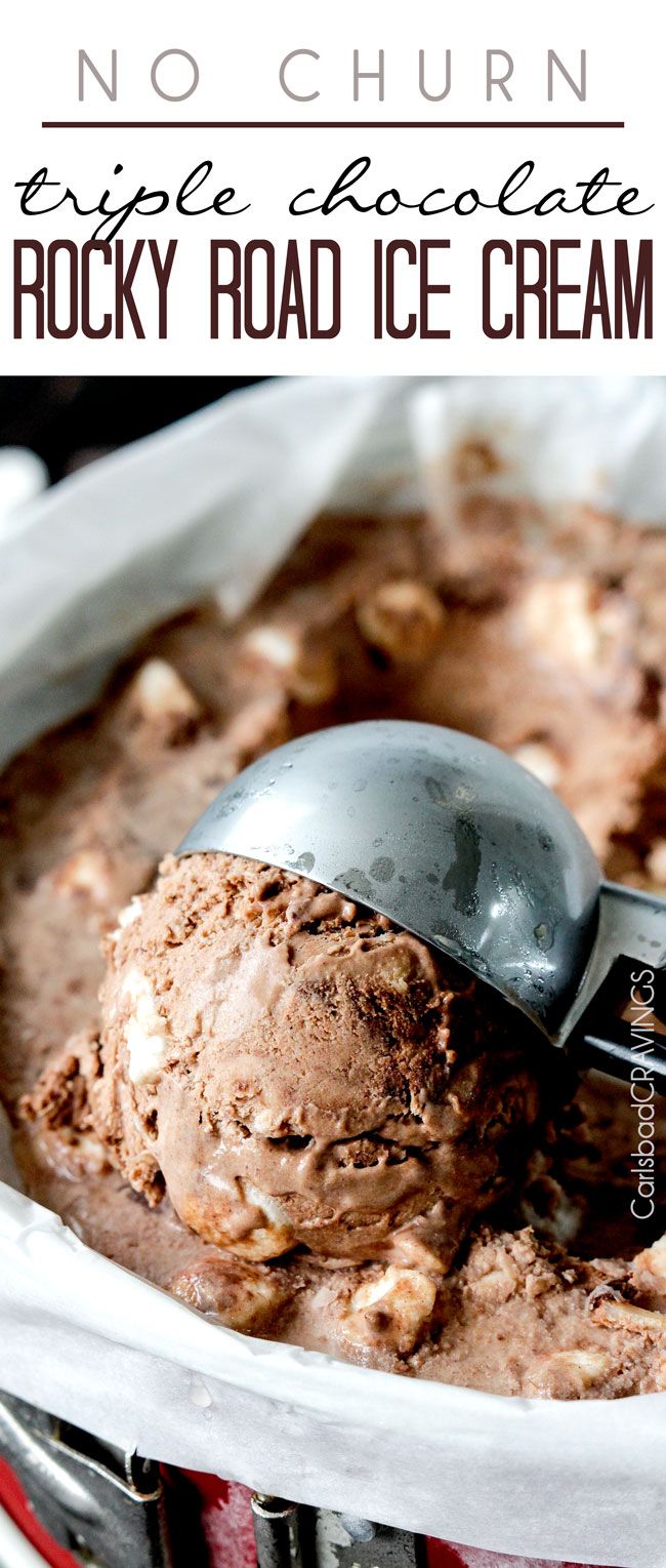 Homemade NO CHURN Rocky Road Ice Cream bursting with marshma