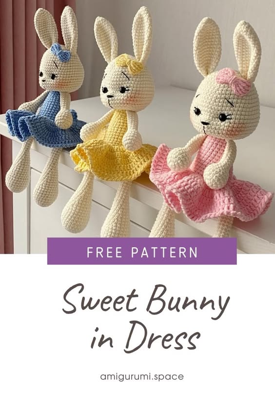 Free amigurumi Sweet Bunny in Dress pattern #amigurumi #amig