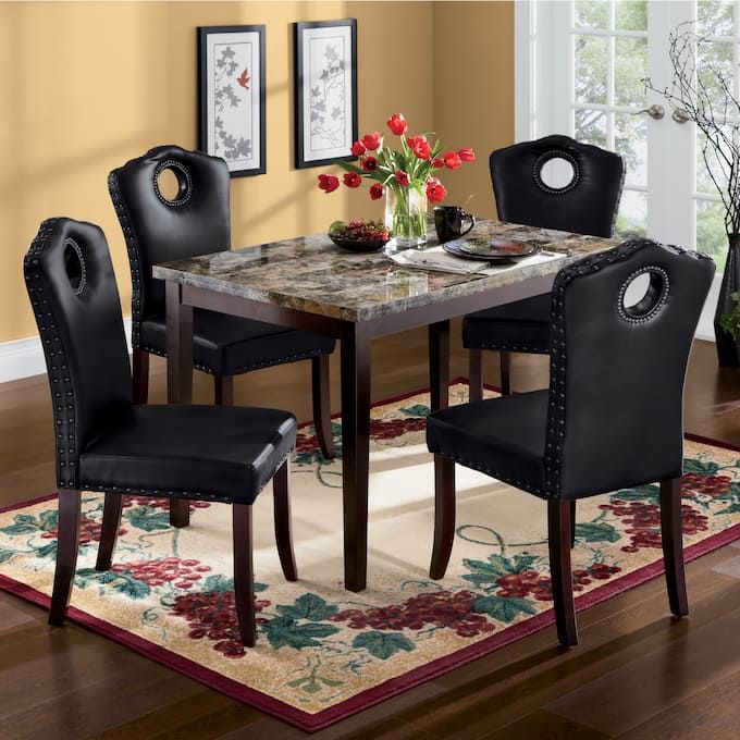 Marble-Look Dining Table and Nailhead Chairs