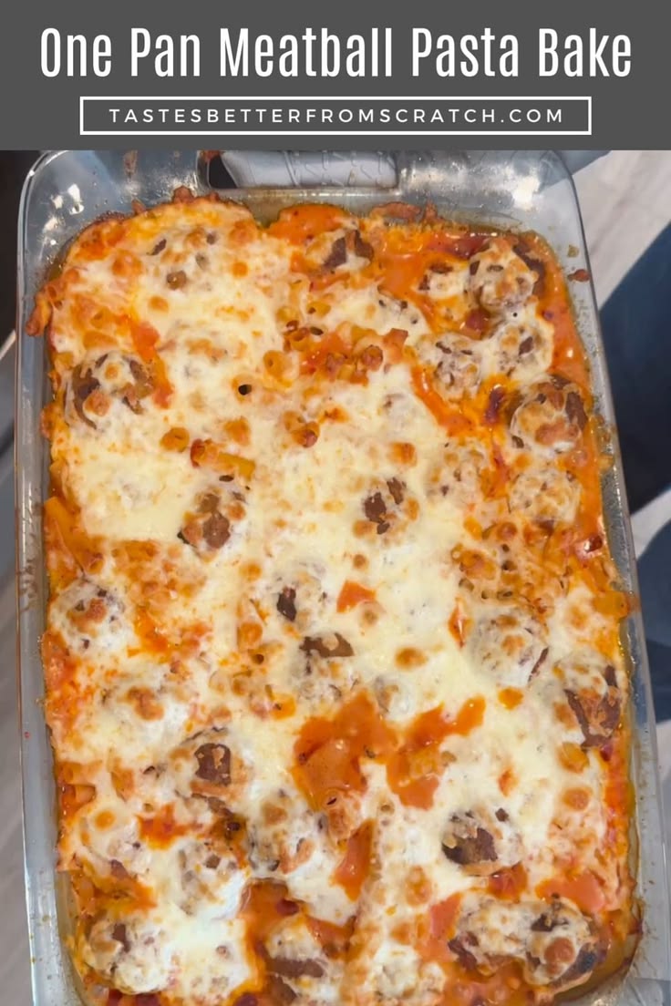 This One Pan Meatball Casserole is the ultimate dump-and-bak