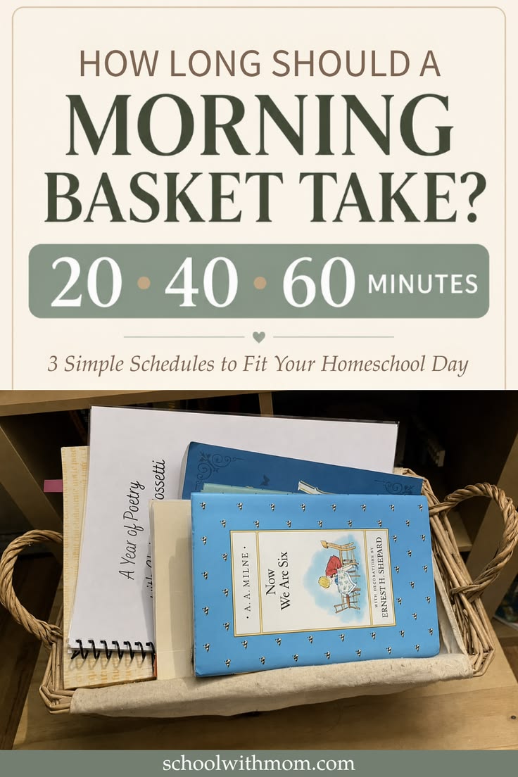 How long should a homeschool morning basket take? See three 