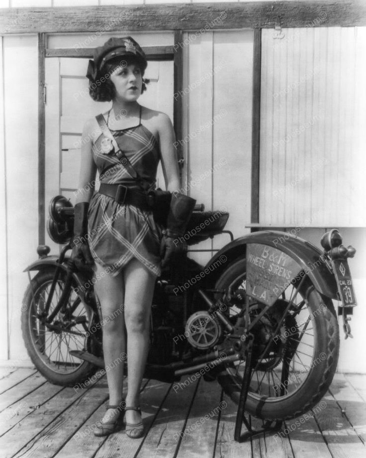 Police Girl By Her Motorcycle Vintage 8x10 Reprint Of Old Ph