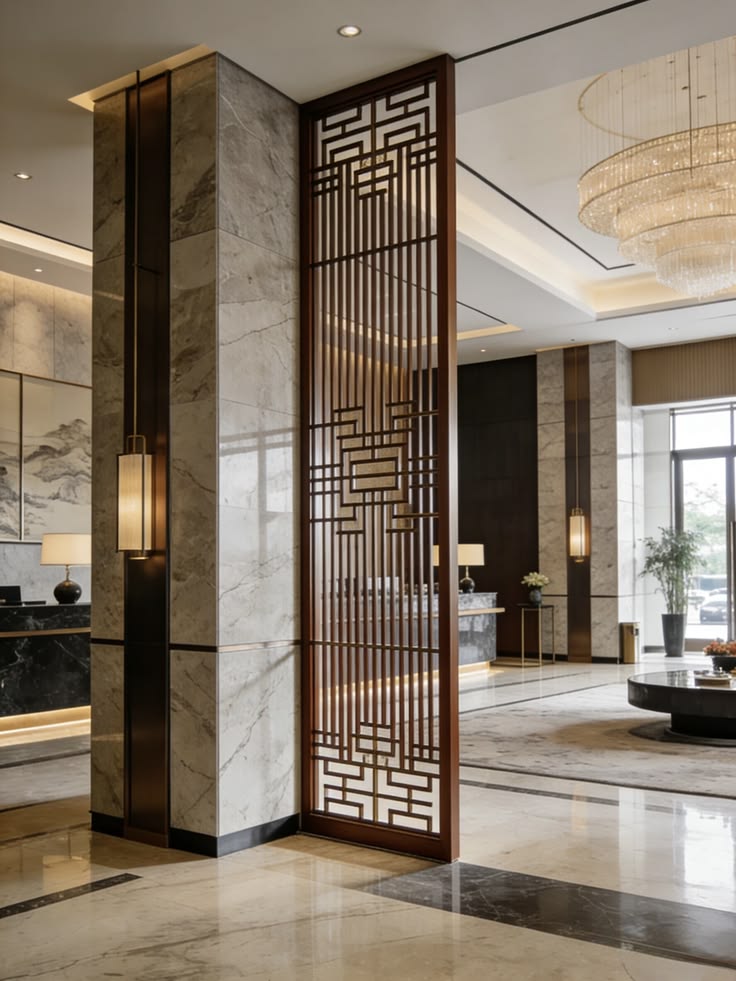 Foldable bronze metal partition with delicate hollow carving