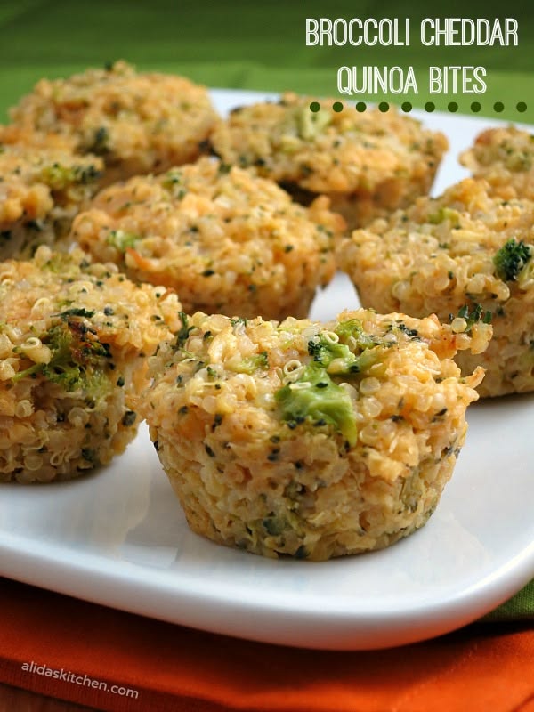 Broccoli Cheddar Quinoa Bites #WeekdaySupper - Alida's Kitch