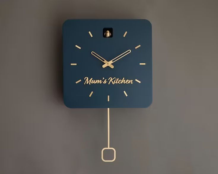 Personalized Cuckoo Clock Navy Blue With Brass Painted - Ets