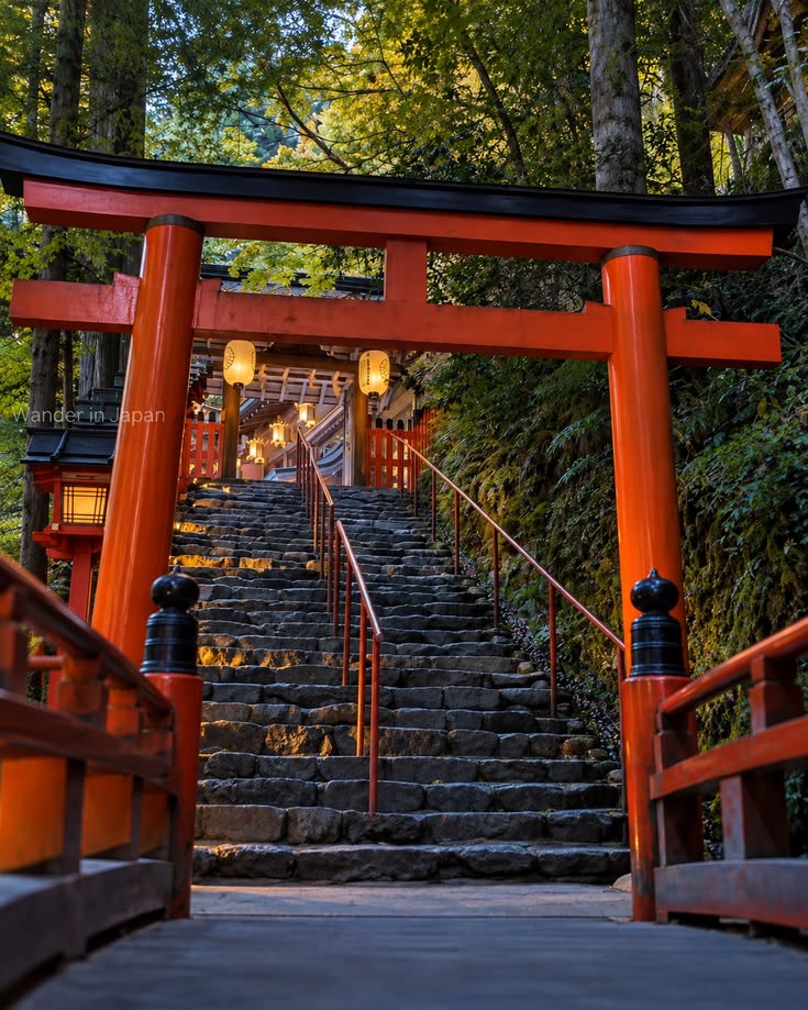 A peaceful walk through Kifune Shrine, where vermilion torii