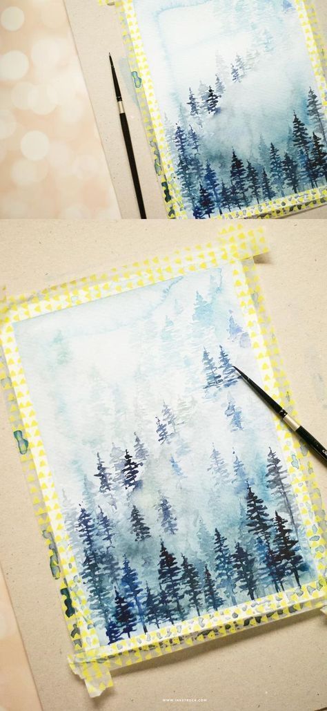 Learn how to create a winter watercolor landscape from this 
