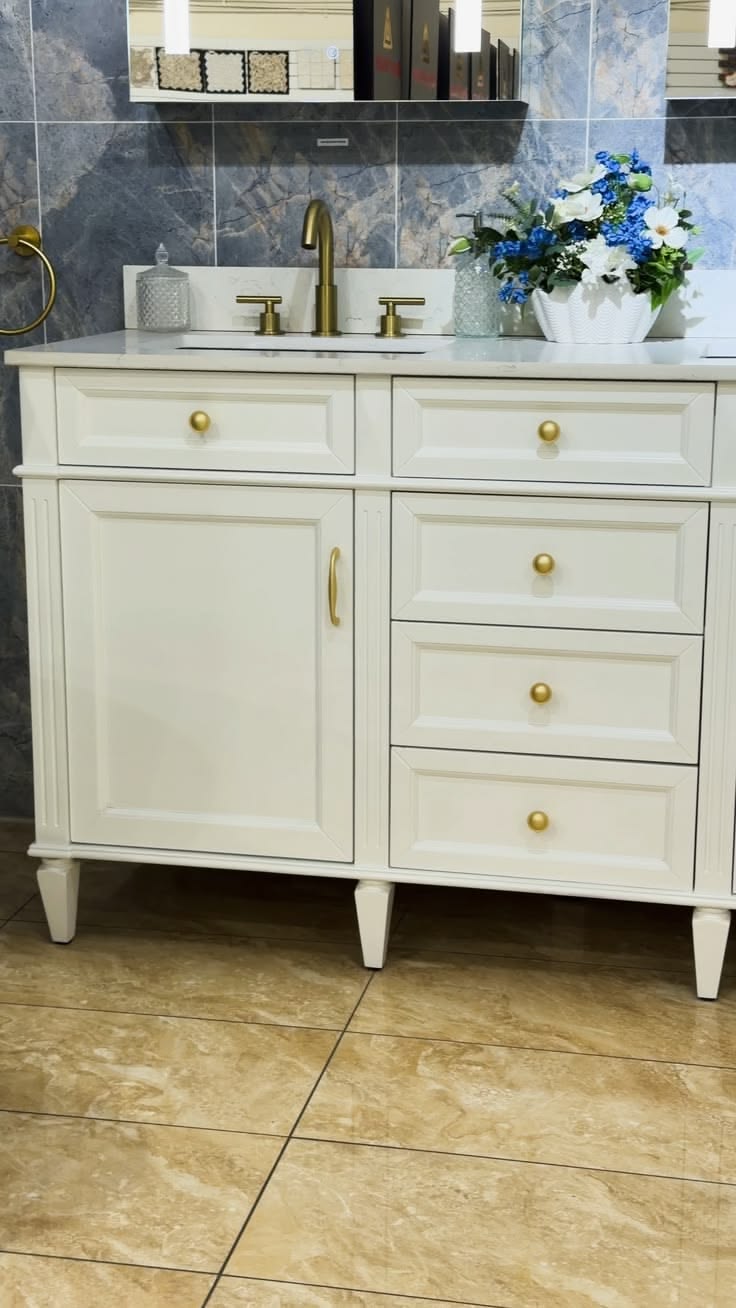 WELLFOR Bathroom Vanity with Carrara white Quartz Top and Do