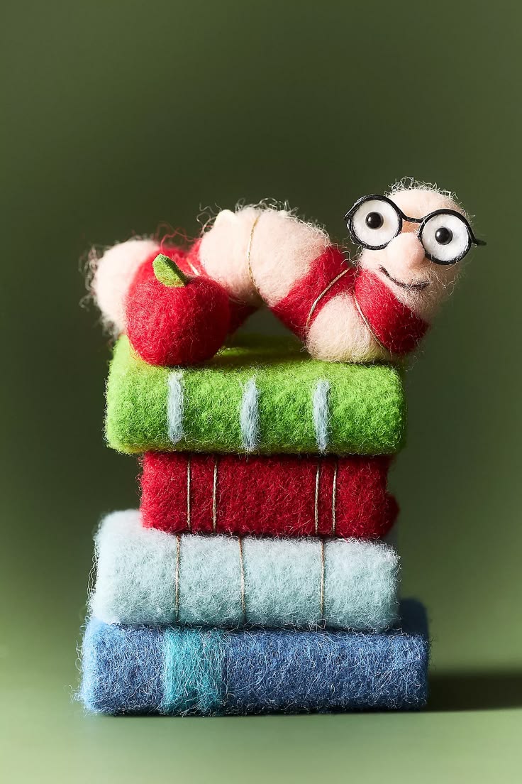 Felt Bookworm Ornament | Anthropologie