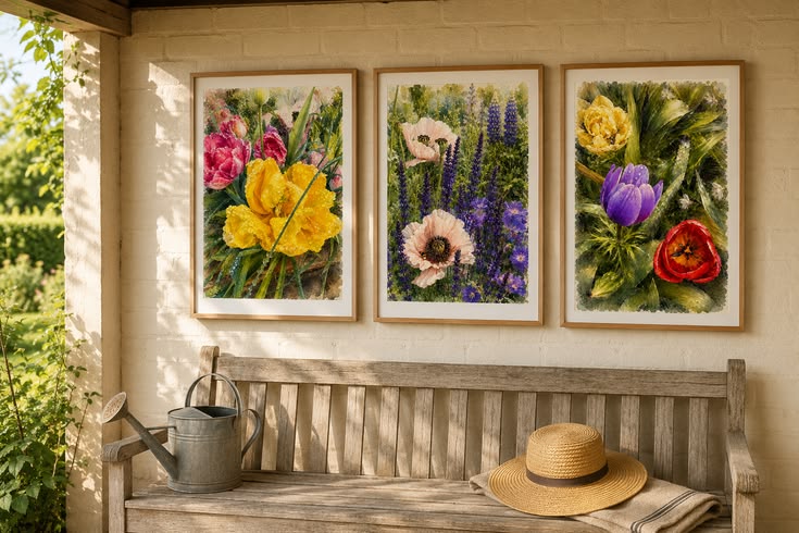 A collection of botanical watercolour artworks inspired by o