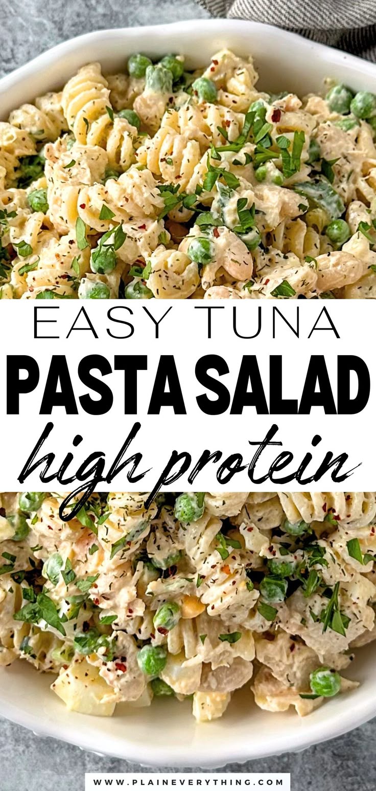 My easy tuna pasta salad recipe is high in protein, deliciou