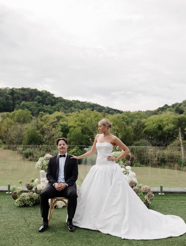 Searching for a unique wedding dress silhouette? This stunni