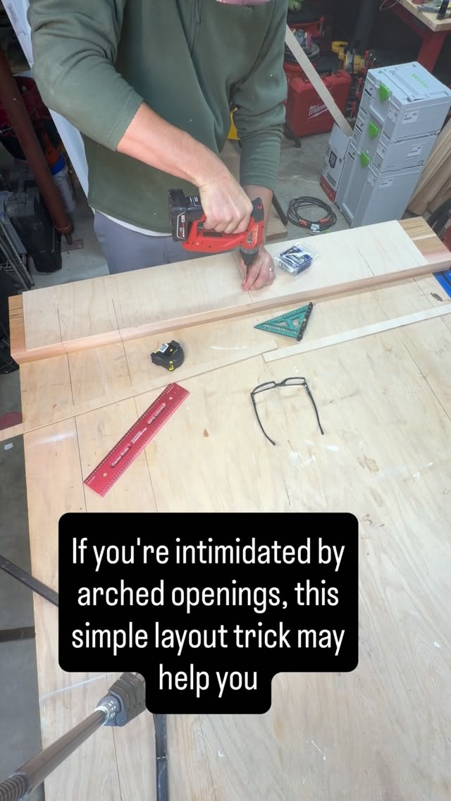 A simple way to layout an arch for a door or opening not usi