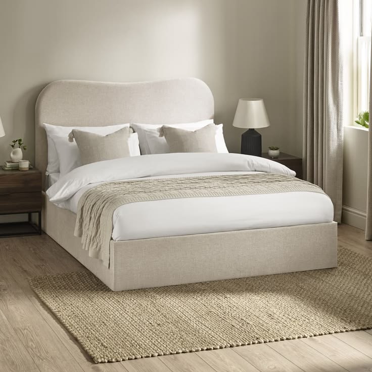 Cleo Natural Fabric Ottoman Storage Bed | Happy Beds