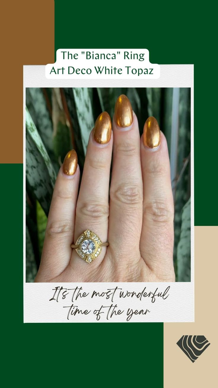 ART DECO TOPAZ & DIAMOND RING - “BIANCA” ?Buy it here: https