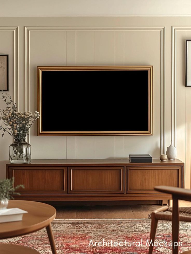 Horizontal TV Vintage Frame 16x9 Ratio Mockup PSD Photoshop 