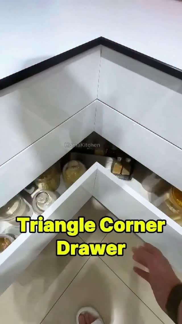 Triangle Corner Drawer #kitchendesign #customcabinets #kitch