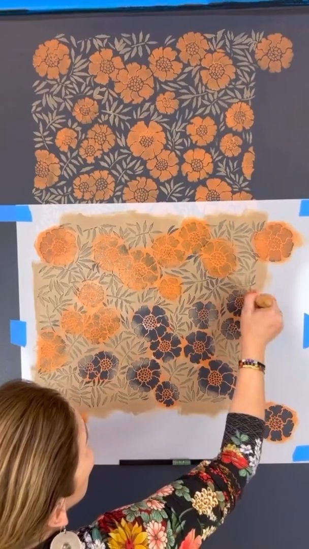 Meet our Marigold Wall Stencil. Dark, moody walls and bold f