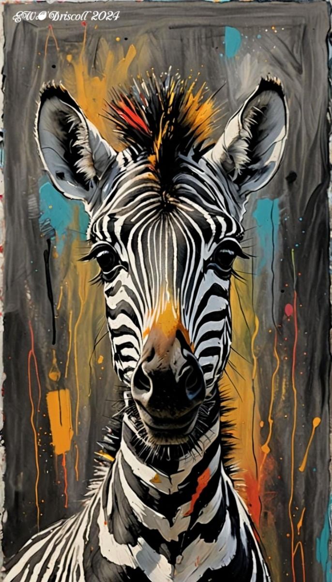 Pop Art Zebra Portrait. AI Generated Art.
