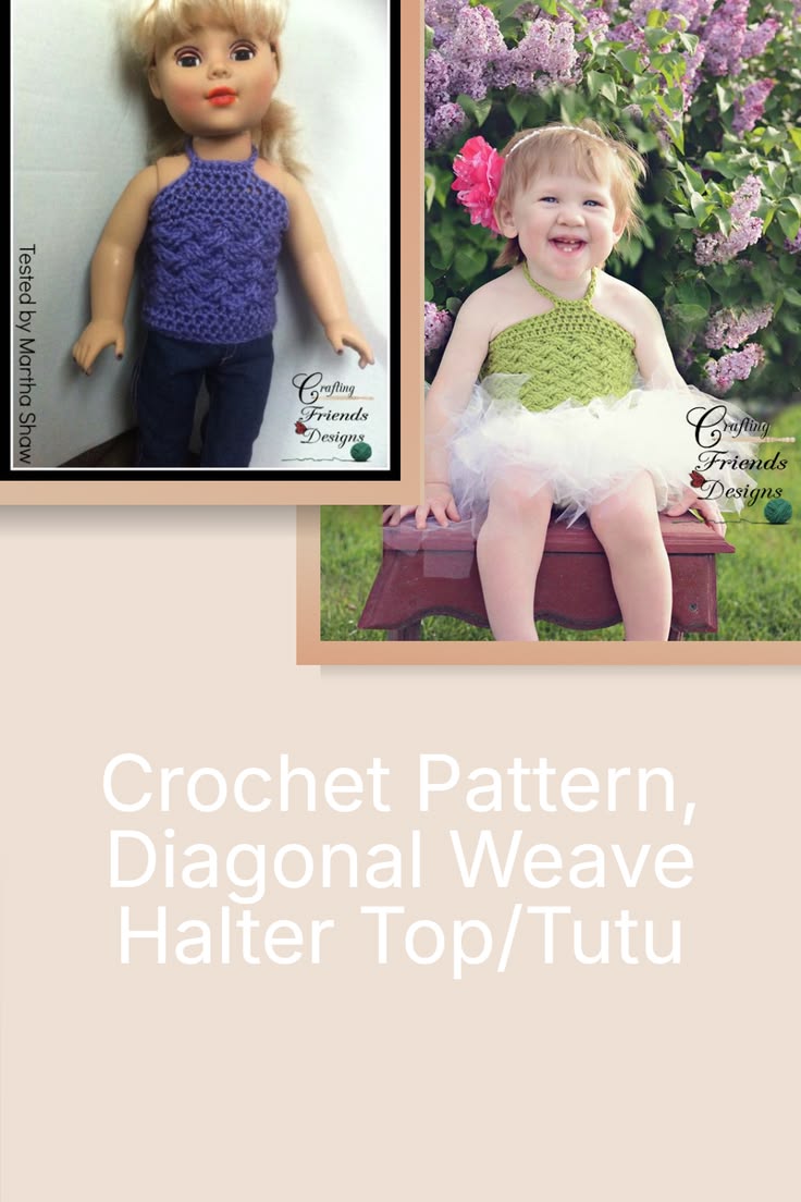 Diagonal Weave Halter Top / Tutu crochet pattern by Kate Wag