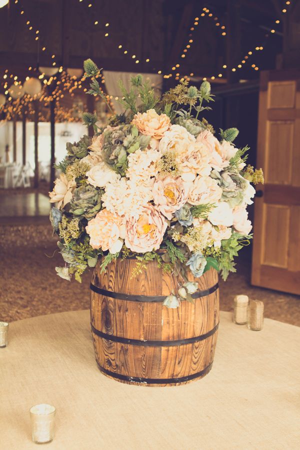 Barrels of Flowers,  Love this! Would be awesome at a Castle