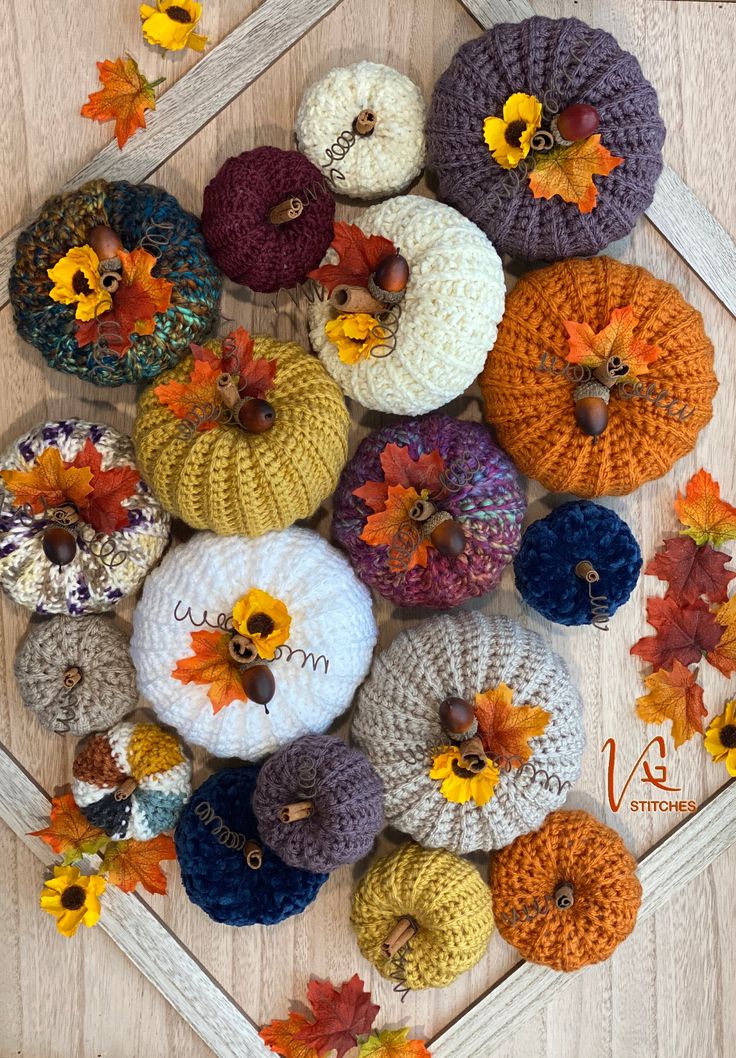 Set of 3 Handmade Mini Crochet Pumpkins, Farmhouse Decor, Vi