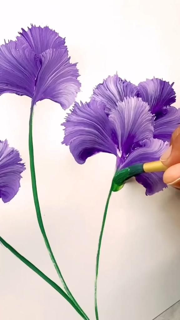Excellent flower painting technique paint with round brush a