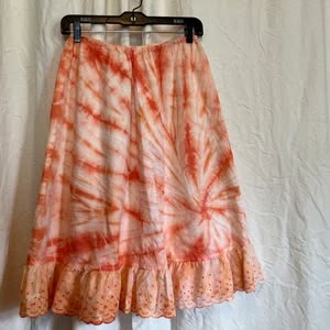 Vintage Cotton Tie Dyed Skirt ~ Upcycled Hippy Chic Bohemian