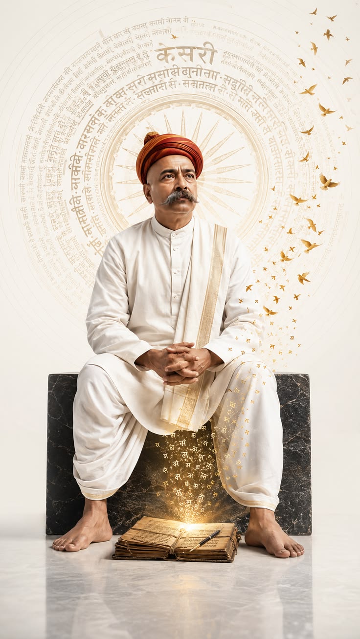 This inspiring artwork honors Bal Gangadhar Tilak as a visio