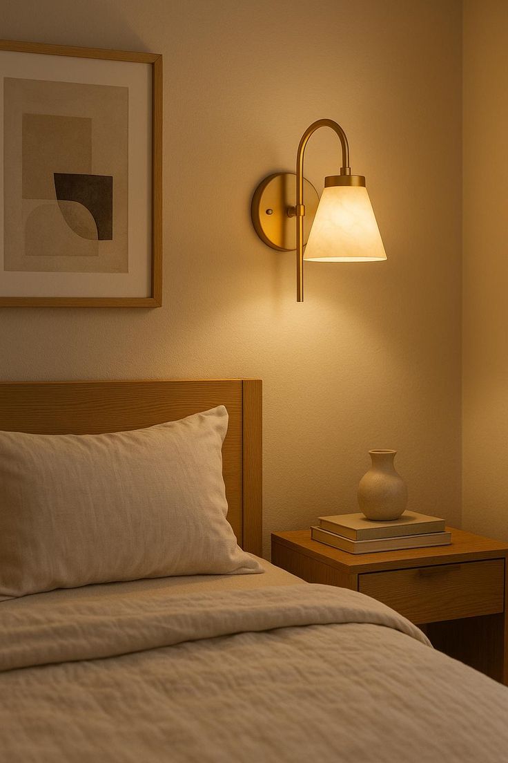 This elegant brass wall sconce with alabaster shade offers t