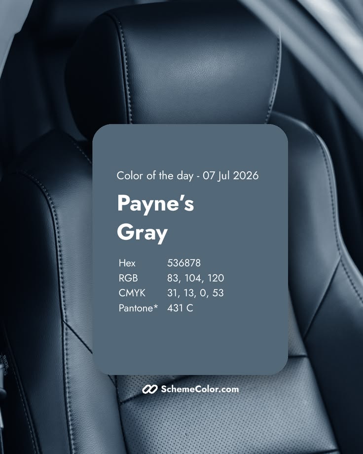 The color "Payne’s Gray" is represented by the hex code "#53