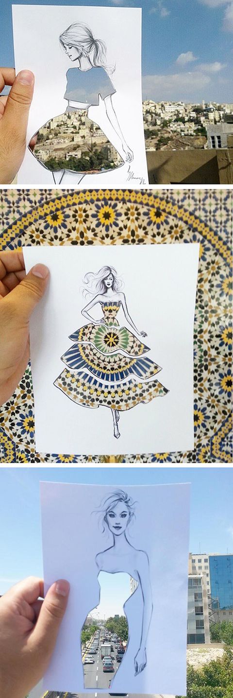 Shamekh Bluwi, an architect and fashion illustrator, creates