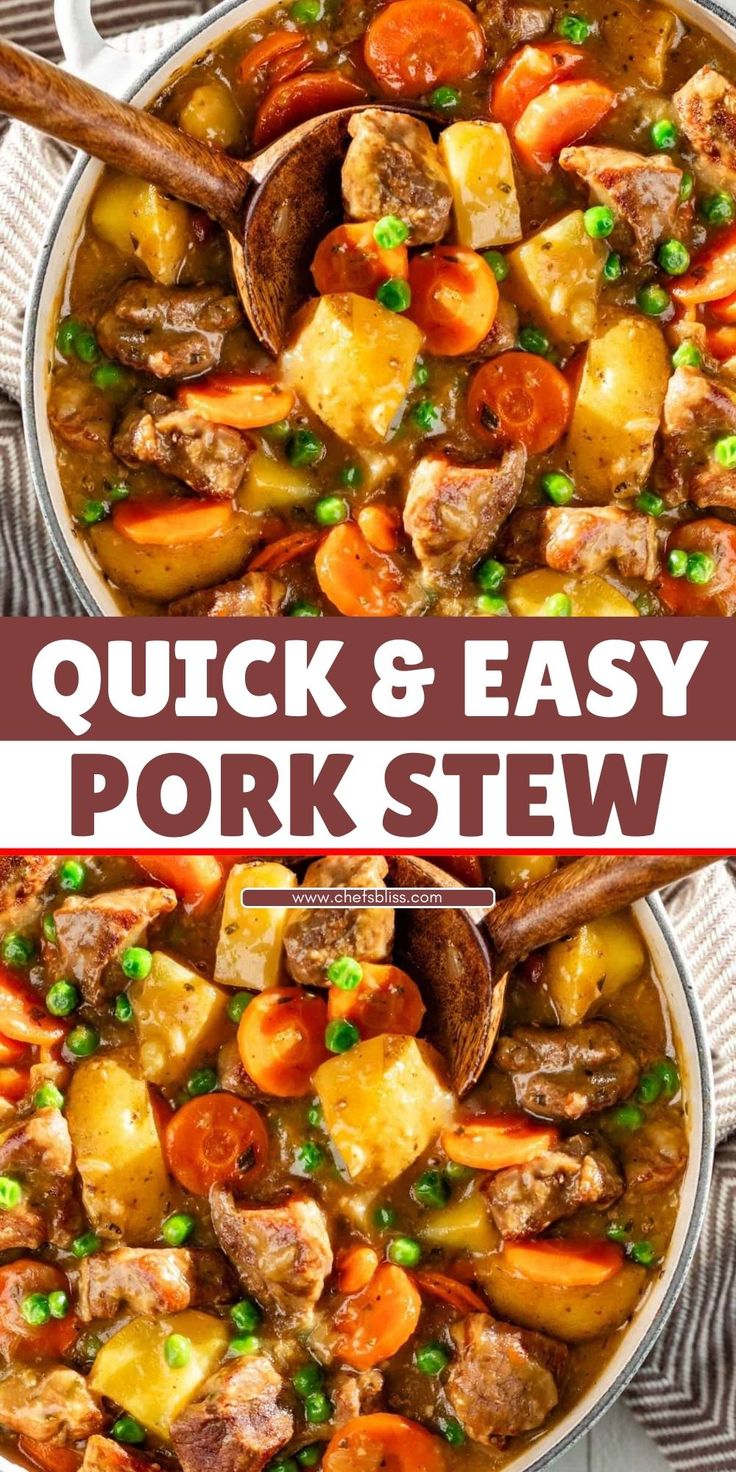 Warm up with a hearty and comforting Pork Stew! Tender chunk