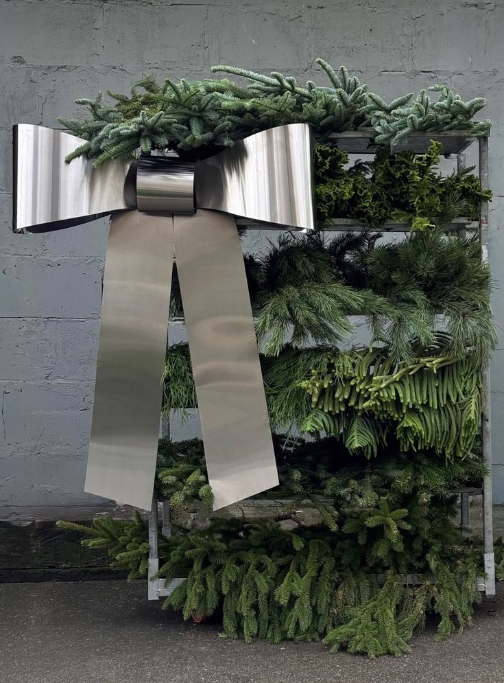 Modern Christmas bow silver stainless steal bow oversized la
