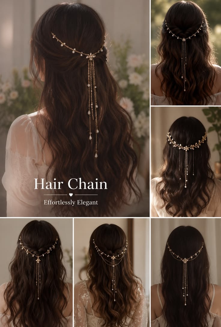 Transform your hairstyle with this elegant gold hair chain f